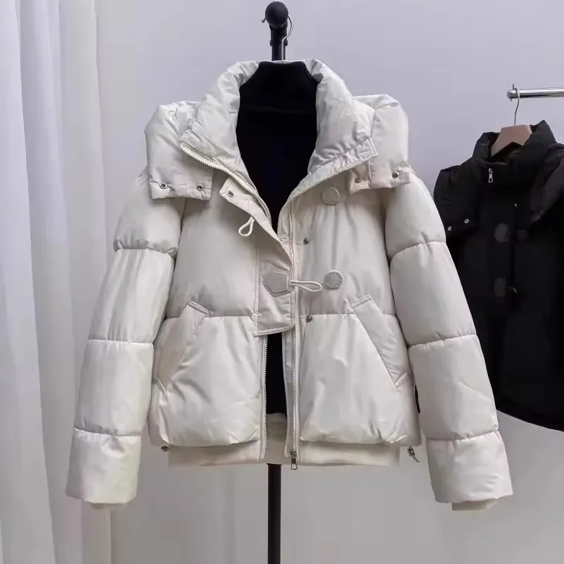 

Модная женская пуховая хлопковая куртка 2025, корейская короткая верхняя одежда с хлопковой подкладкой, свободные зимние парки, женское пальто