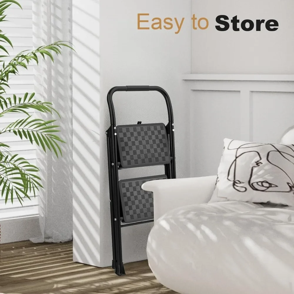 2 Step Ladder, Stool for Adults,2 Step Ladder Folding Step Stool with Wide Pedal Ergonomic Design