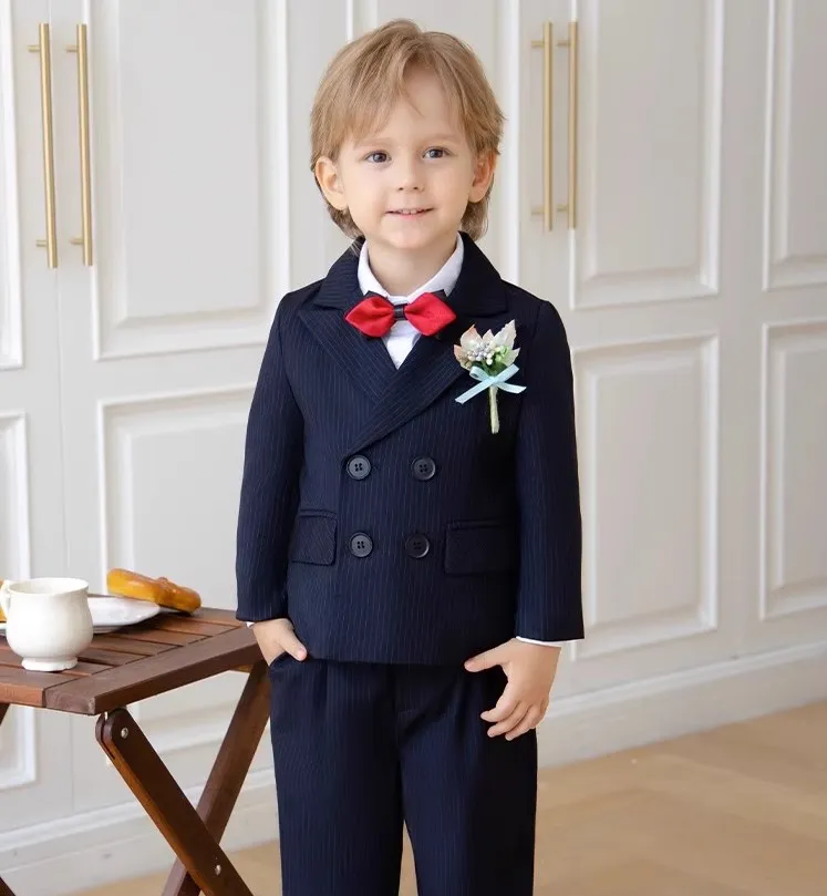 Children Elegant Wedding Suit Boys Formal Ceremony Tuxedo Dress Teenager Kids Photograph Blazer Piano Party Performance Costume