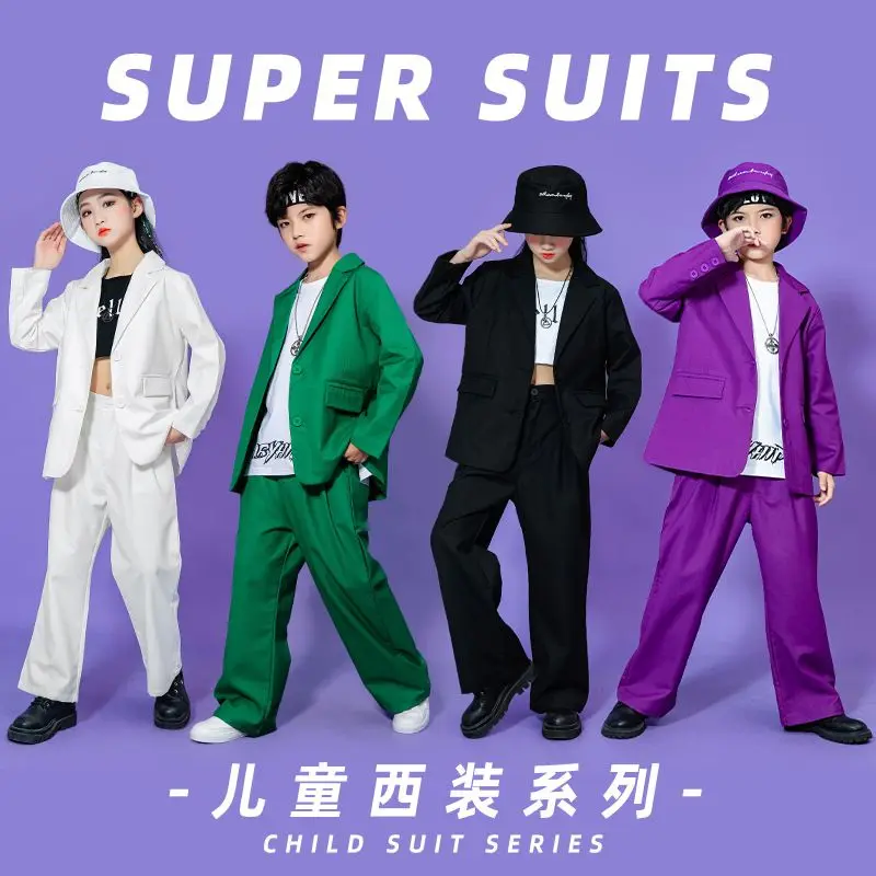 

Children'S Street Dance Suit Girls Jazz Dancing Outfits Teenage Clothing Boys Hip Hop Dance Performance Stage Costume