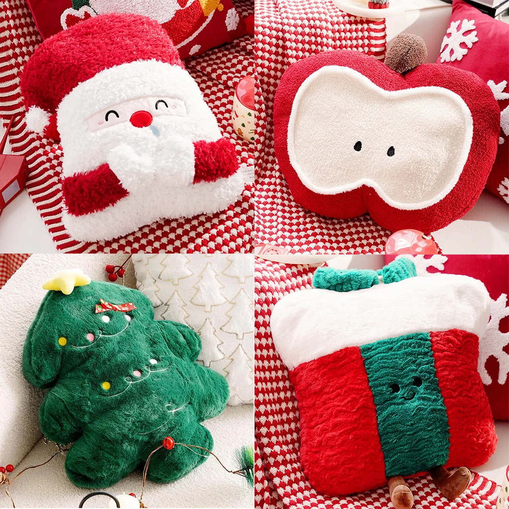 Christmas Santa Claus Throw Pillow Cushion Holiday Decoration Living Room Sofa Headrest Cute Cartoon Christmas Tree Throw Pillow