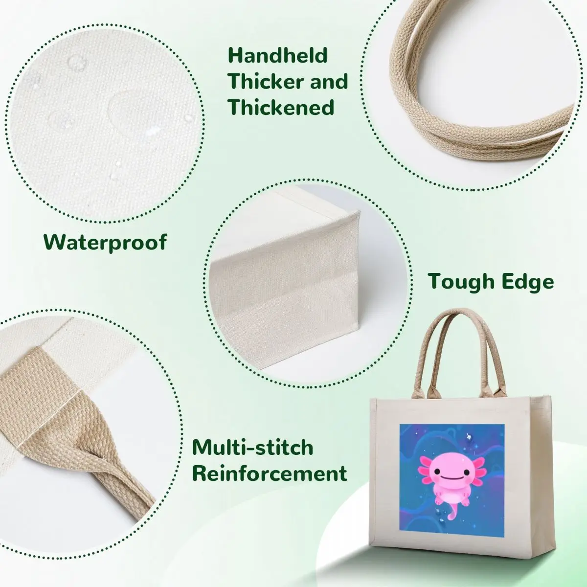 Lucy Axolotl Tote Bag Canvas tote bag custom reusable grocery bags Gift bag