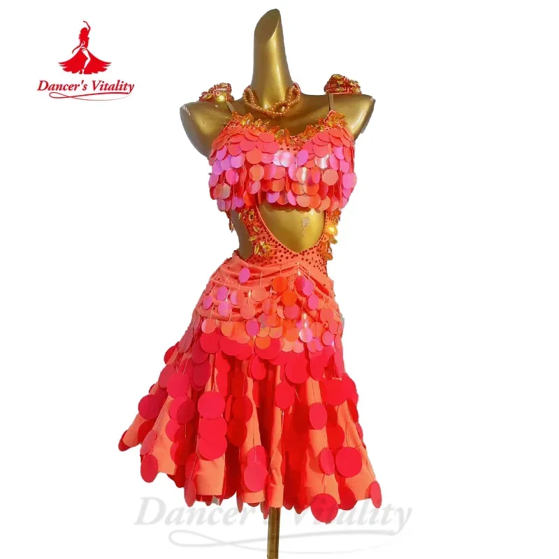 Latin Dance Dress Women Custom Senior AB Stones Sequin Backless Dresses for Adults and Children Tango Samba Performance Costume