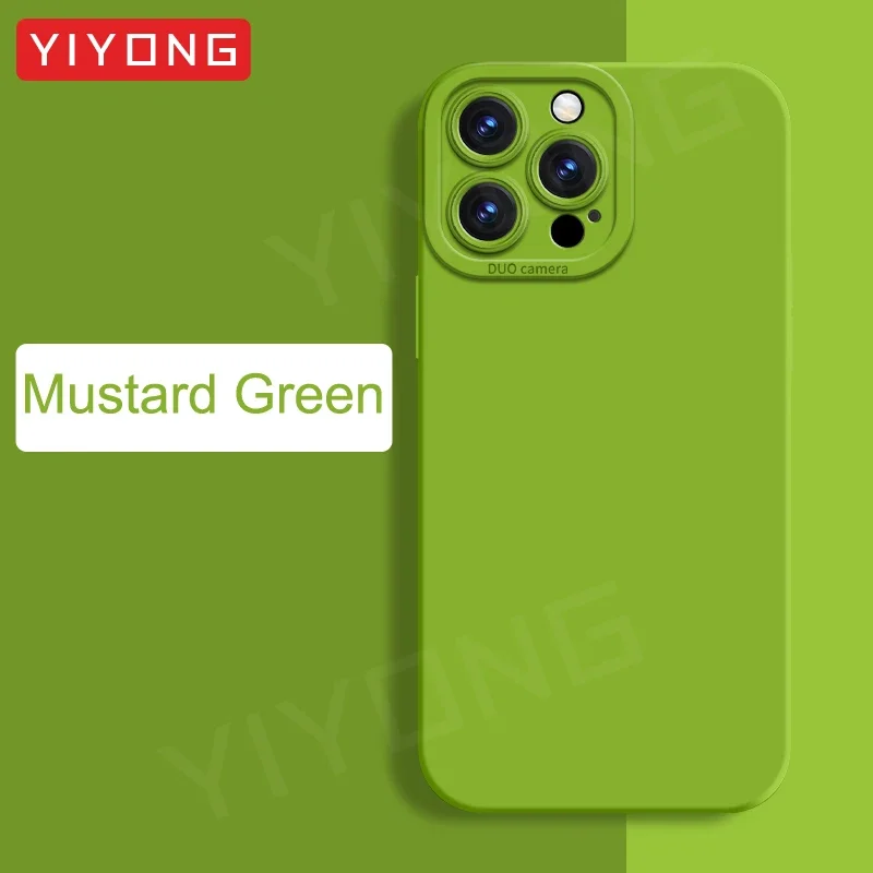 Handyhüllen für iPhone Air 17 16 18 Pro Max 17e 16e 15 14 Plus 13 Mini, YIYONG Quadratische Seidige Flüssigsilikon-Softcover – Detail 15