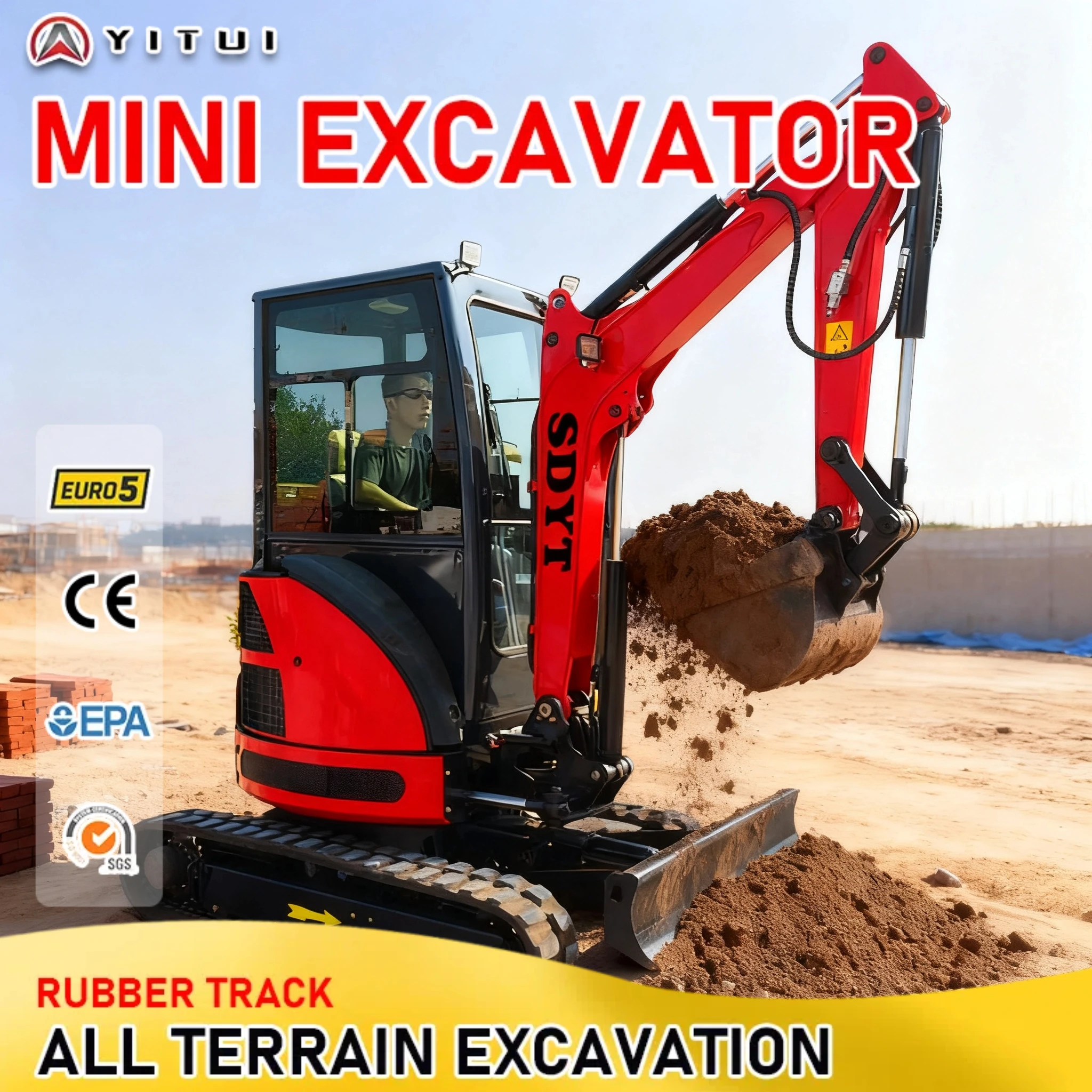 Mini Excavator 3.5 tons Customized Kubota Engine Crawler Type User-Friendly Operation Home Yard And Farm