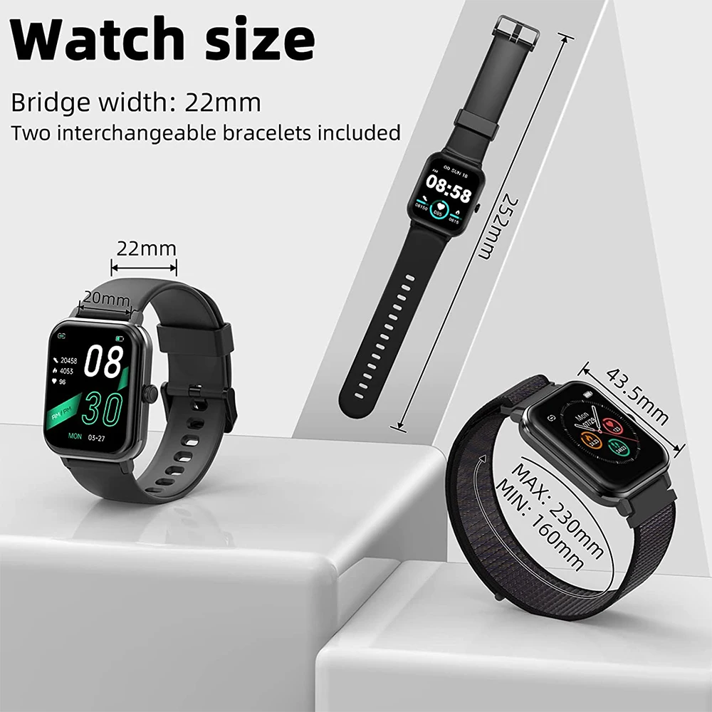 Blackview inteligentny zegarek mężczyźni kobiety Sport zegarki 1.69 "pełnoekranowy Smartwatch monitorujący tętno IP68 wodoodporny zegarek dla Android IOS