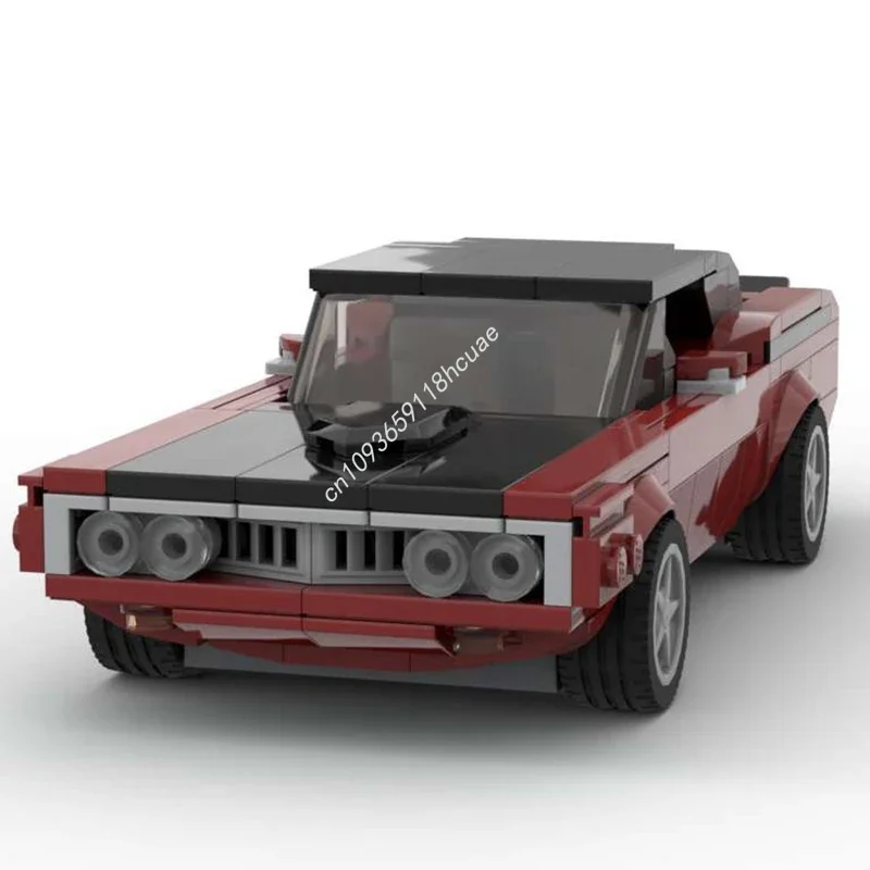 222 piezas MOC Founder's Rock Hemi Cuda Rojo Oscuro City Champions Supercoche Bloques de Construcción Regalo de Navidad Serie Maestra Coleccionista