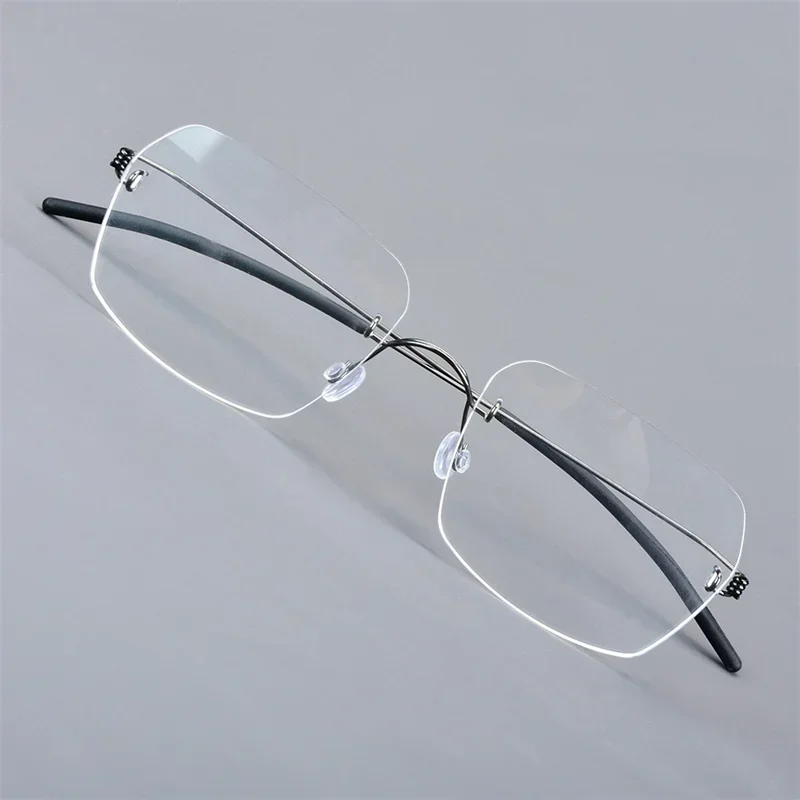 Square Screwless Rimless Glasses Frame 2539 Ultralight Titanium Eyeglasses Designer Men Women Business No Rim Eyewear Spectacles