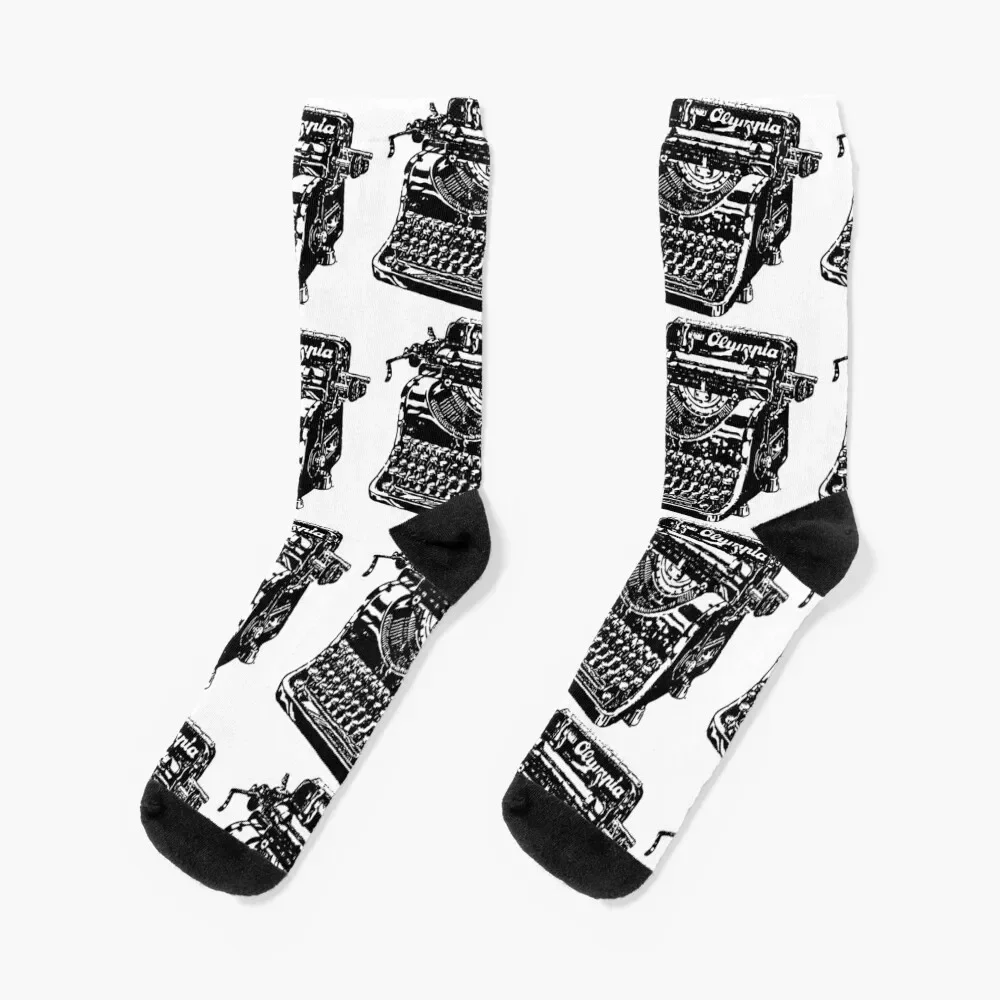 

Black Vintage Typewriter Socks anti slip football Thermal man winter designer brand Socks Men Women's