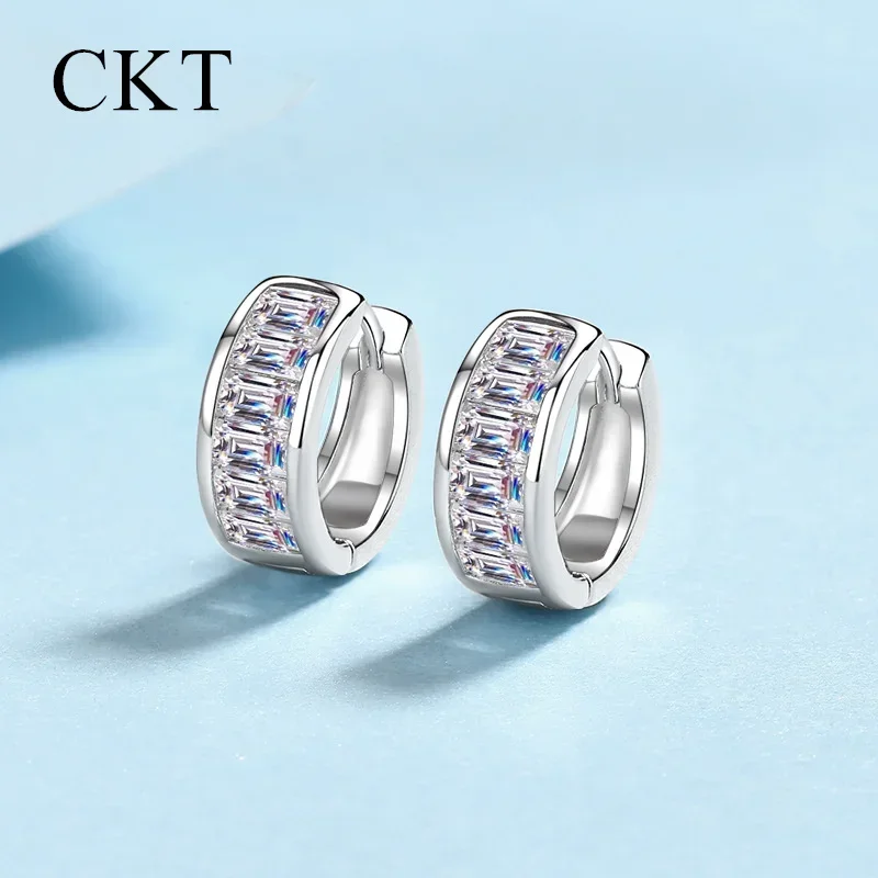 

18K White Gold 1.8ct Moissanite Hoop Earrings for Women Platinum Pt950 High-grade Precision Earrings Light Luxury Jewelry