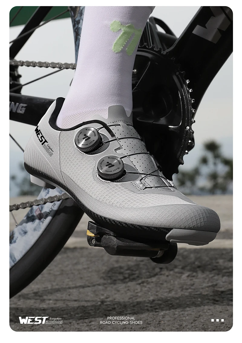WEST BIKING Herren-Rennradschuhe mit Carbonfaser-Sohle, Dual-Dial-Renn-Sneaker, leichte, atmungsaktive Fahrradschuhe für SPD SL – Detail 25