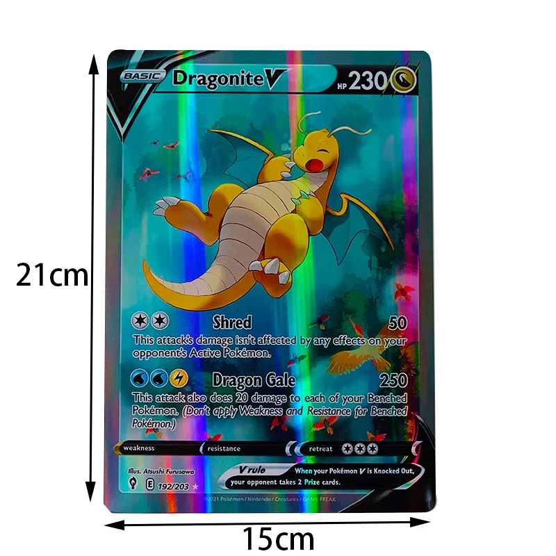 Cartes Pokémon grande taille, Vmax, Vstar, GX, lettres de vministériels x, Arc192., Pikachu, Charizard, carte arc-en-ciel super rare, 15x21cm, 5-30