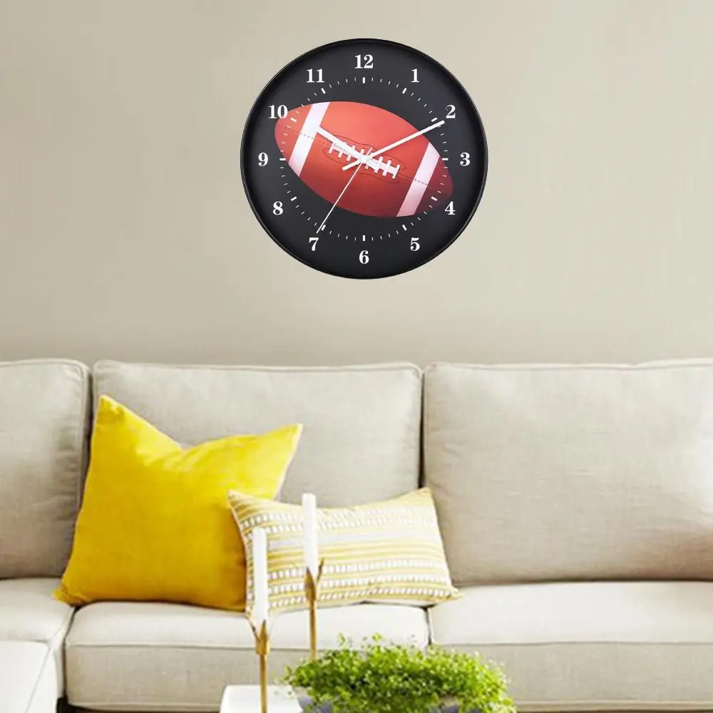 

Modern Plastic Rugby Wall Clock Round Funny Silent Movement Clock Battery Operated Decoration Clock Living Room