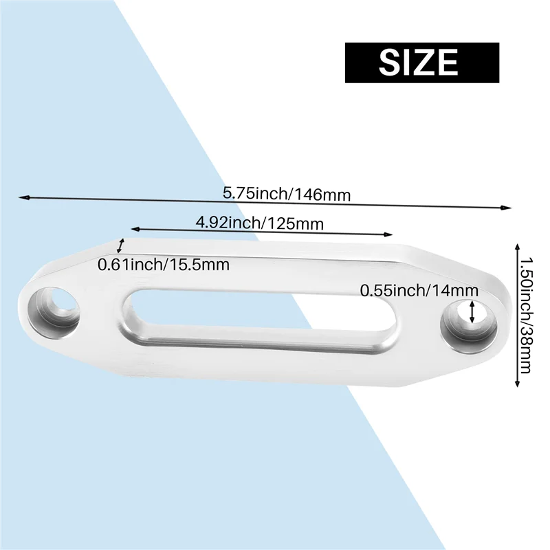 125mm 4000LBS Universal Chrome Billet Aluminum Hawse Fairlead Synthetic Mount Winch Rope 15000Lbs for SUV ATV UTV