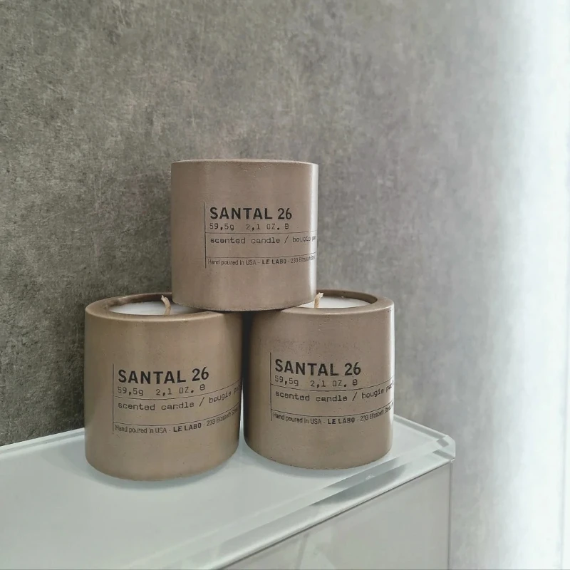 Santal 26 vela de aromaterapia de cemento, juego limitado, 127g, vela perfumada de sándalo, 3 decoración avanzada de fragancia para interiores y hogares