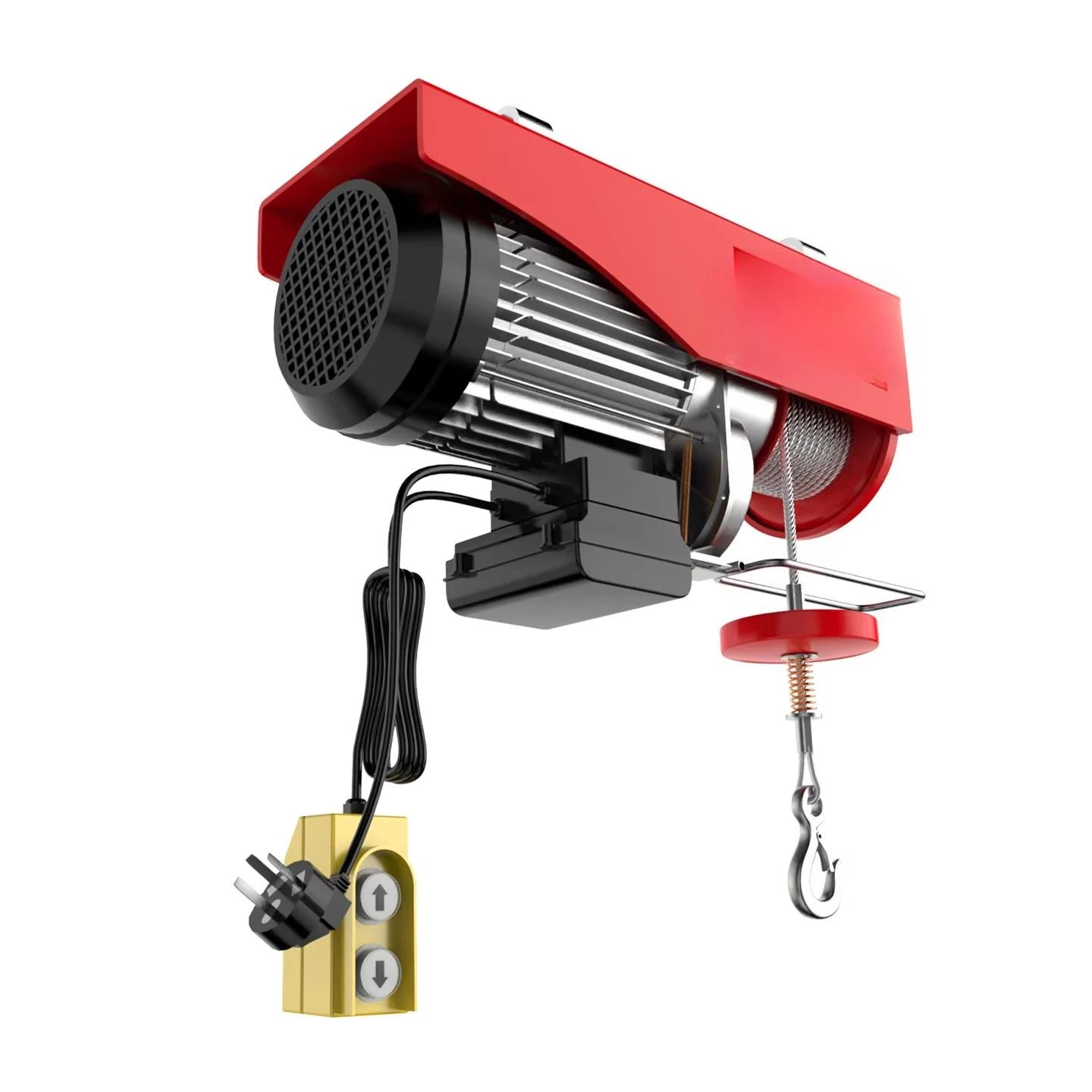 Portable Mini Electric Wire Rope Hoist 16m/min Remote Control Aluminum. CE Certified Lightweight Efficient for Home Garage