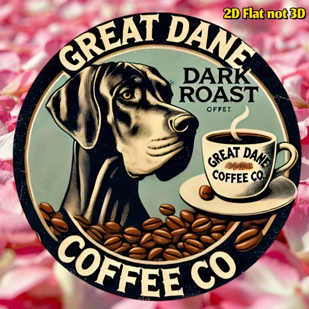 1pc Vintage Danish Coffee Round Wooden Wall Art Sign - 7.8 Inch Retro 