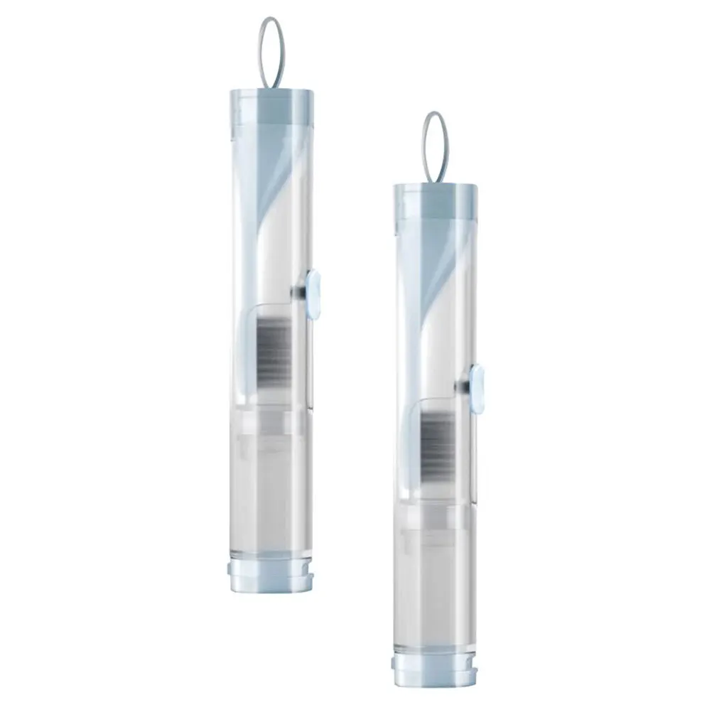 2Pcs Folding Toothbrush Storage Holders Sky-Blue Easy Carry for Travel Business Trips Plastic Toothbrush Cases