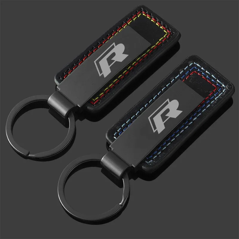 Car Key Chain Carbon Fiber Grain Keyrings Key Holder for VOLKSWAGEN VW Rline Polo Passat T-Roc Tiguan Tcross Golf 7 Jetta Caddy
