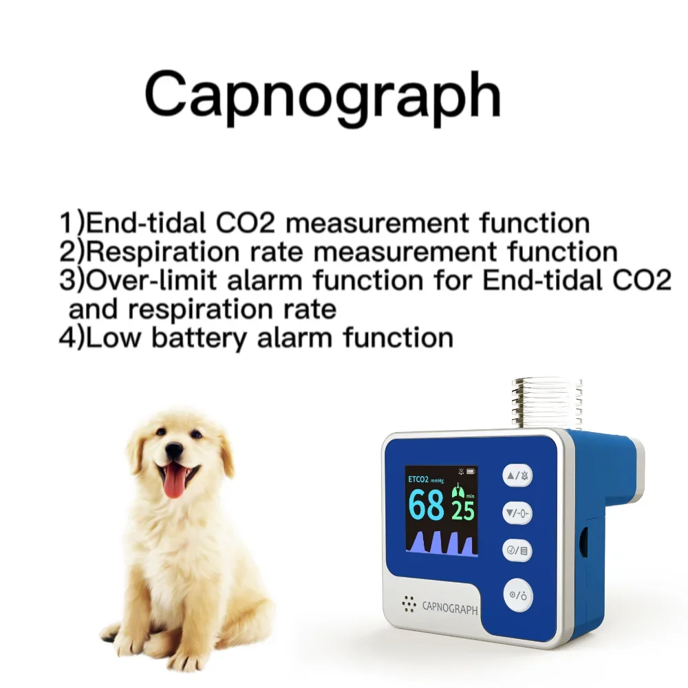 Contec CA10M ETCO2 Monitor for Veterinary Capnograph Measure Audio-Visual Alarm System LCD Display