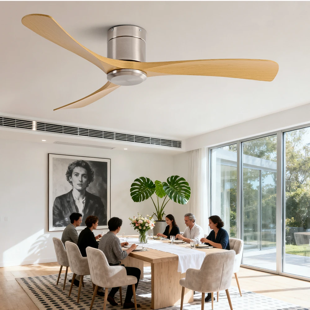 38/52/56 inch Low Floor DC Motor Ceiling Fan with Remote Control 3 Blades Quiet for Living Room Bedroom Coffee Shop Hotel Office