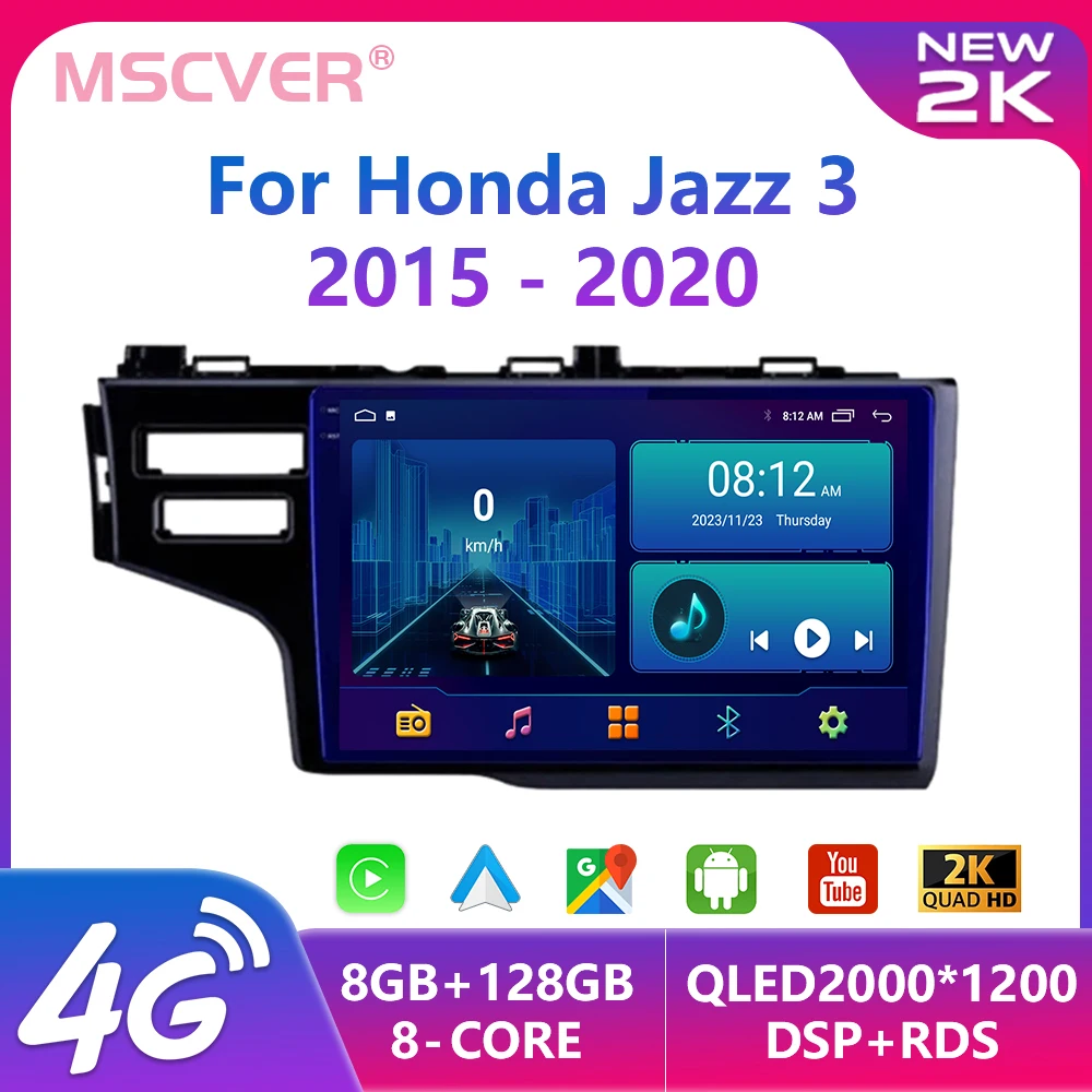 

2K Android 14 Car Radio For Honda Jazz 3 2015-2020 Multimedia Video Player Navigation GPS 4G Wireless Carplay 2 din Head Unit
