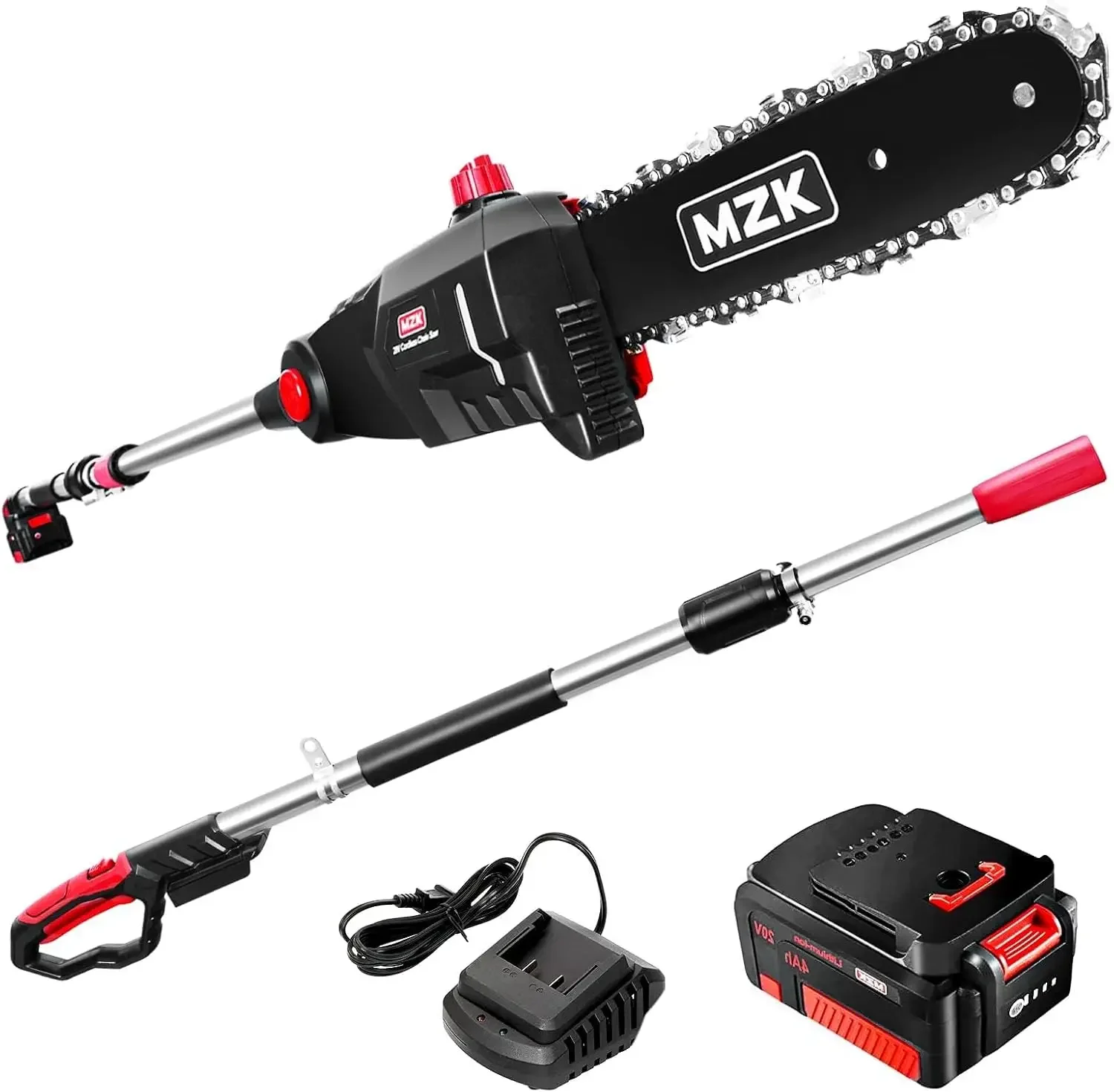 Pole Saw, 4AH Battery Powered Pole Saws, 13-Foot Reach Chain Saw for Tree Trimming with Oiling System, 20V Electric Pole Chainsa