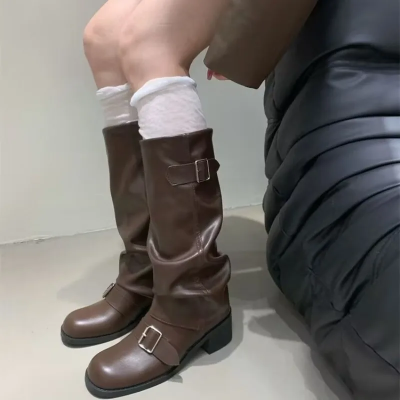 2025 mulher botas joelho plataforma alta saltos grossos tendência punk gótico nova rock couro moda sapatos femininos calçados da motocicleta