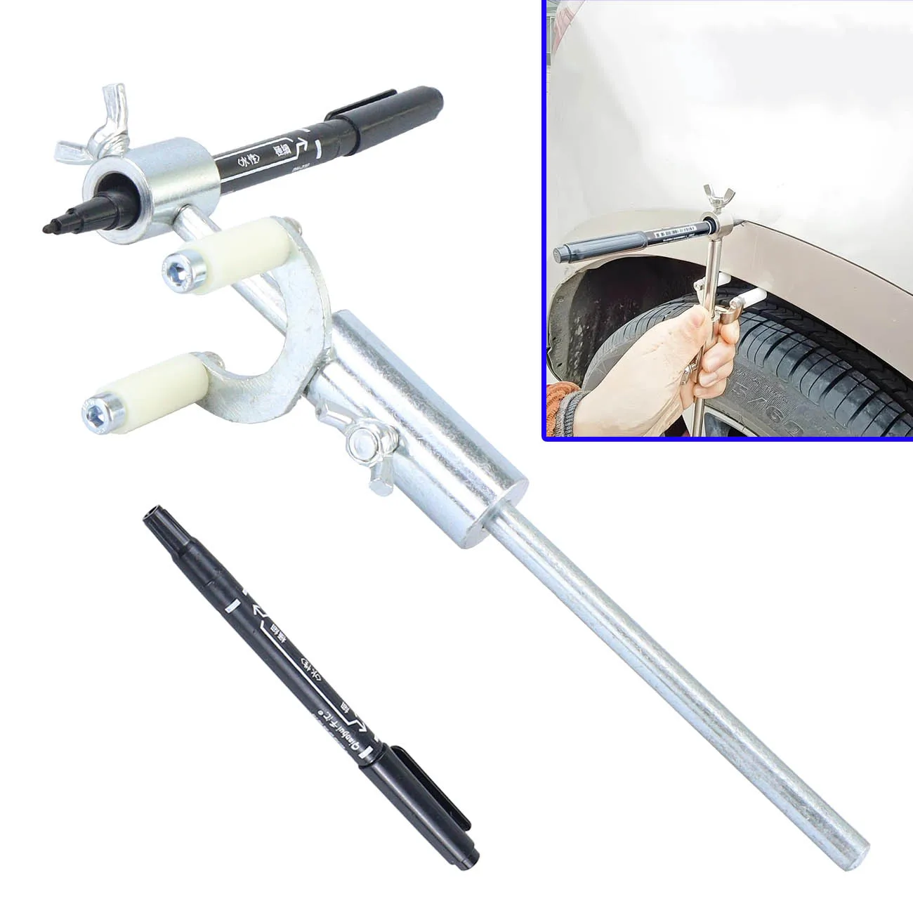 Car Wheel Eyebrow Scriber for Auto Sheet Metal Dent Repair Tool Body Line Marker Wheel Eyebrow Rib Line Parallel Drawing Tool