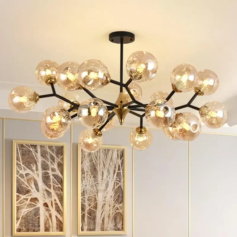 Designer's High-end Colored Glass Magic Bean Chandelier Living Dining Room Bedroom Decor Hanging Lamp Splendid Bright LED Light