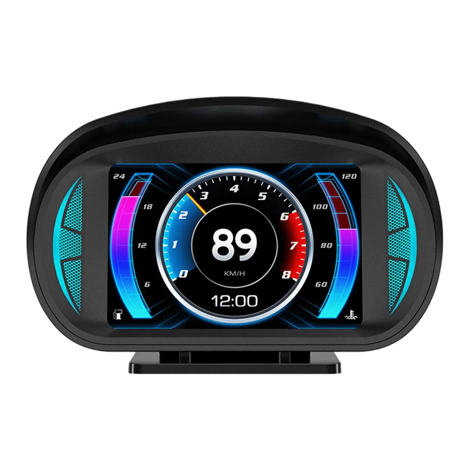 Car Heads up Display LCD Display OBD/GPS Gauge Water Temperature Voltage Plug and Play Ambient Light Inclinometer