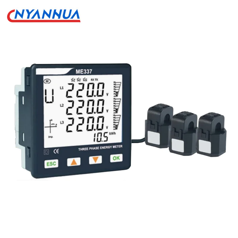 Energy Consumption Meter AC220V Panel Type Multifunctional 3 Phase Electricity Meter With Current Transformer 50A 100A 150A 200A