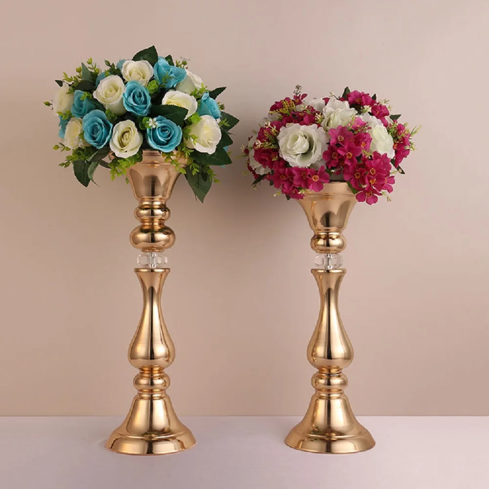 

10 PCS Gold Flower Rack 45/50 Cm Tall Candle Holder Wedding Table Centerpieces Vase Decoration Event Party Road Lead