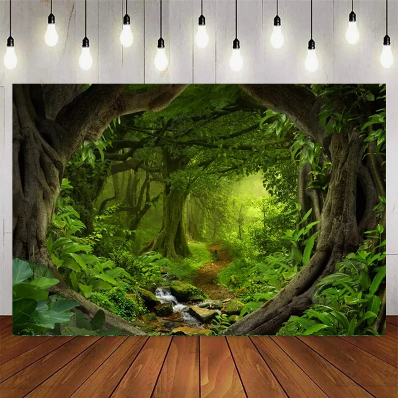 Tropical Forest Jungle Theme Rainforest Natural Landscape Adventure Camping Exploration Photography Background Decor Supplies ﻿