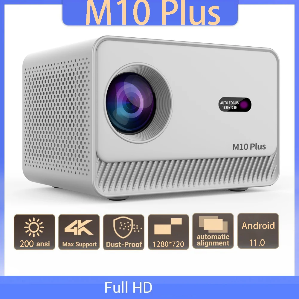 Projector M10 Plus Full HD 1280P Projector 4K Smart BT5.2 WiFi 6 Android 11.0 200ANSI Auto Focus Home Theater Cinema Projectors