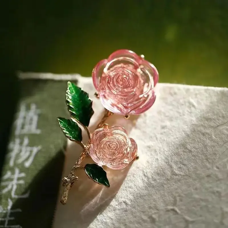 Luxury Rose Flower Brooches For Women Fashion Enamel Pins Elegant Clothing Accessories