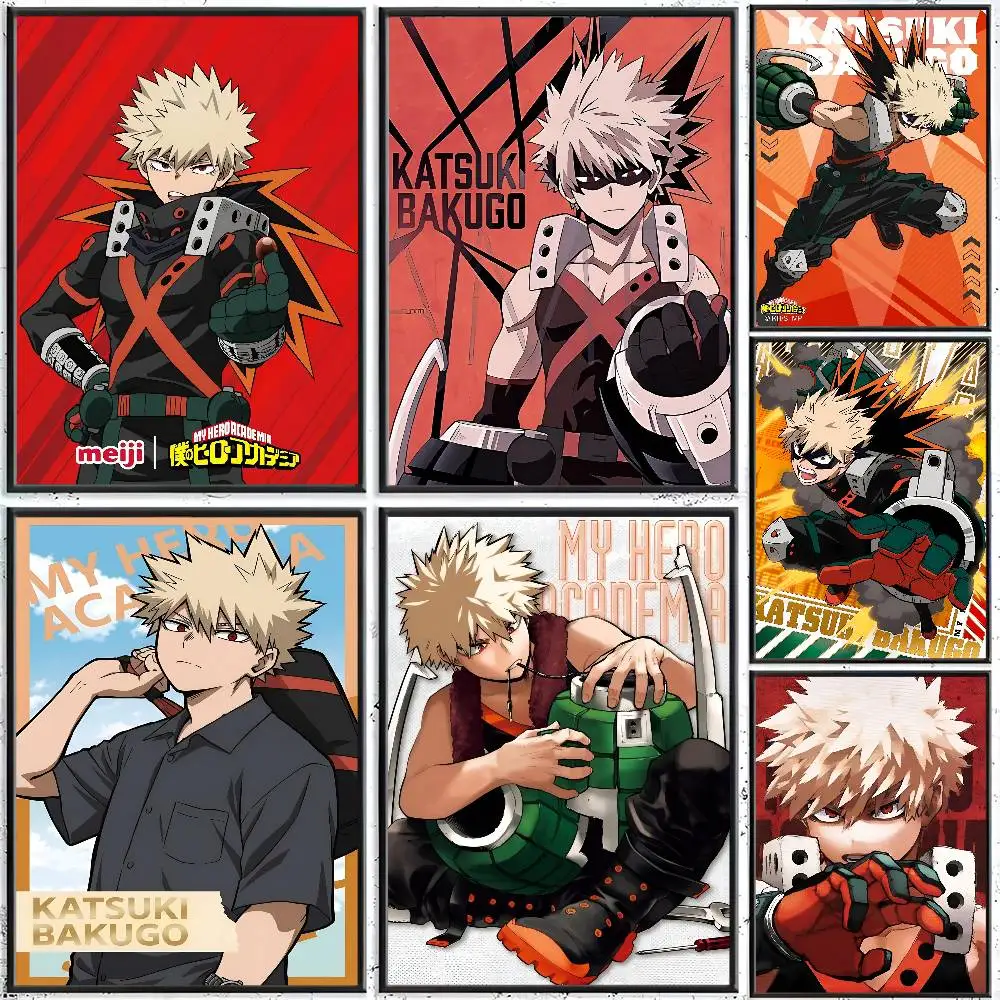 1pc Bakugou Katsuki Poster Sticker Print Waterproof Wall Art For Living Room Bedroom Home Decor