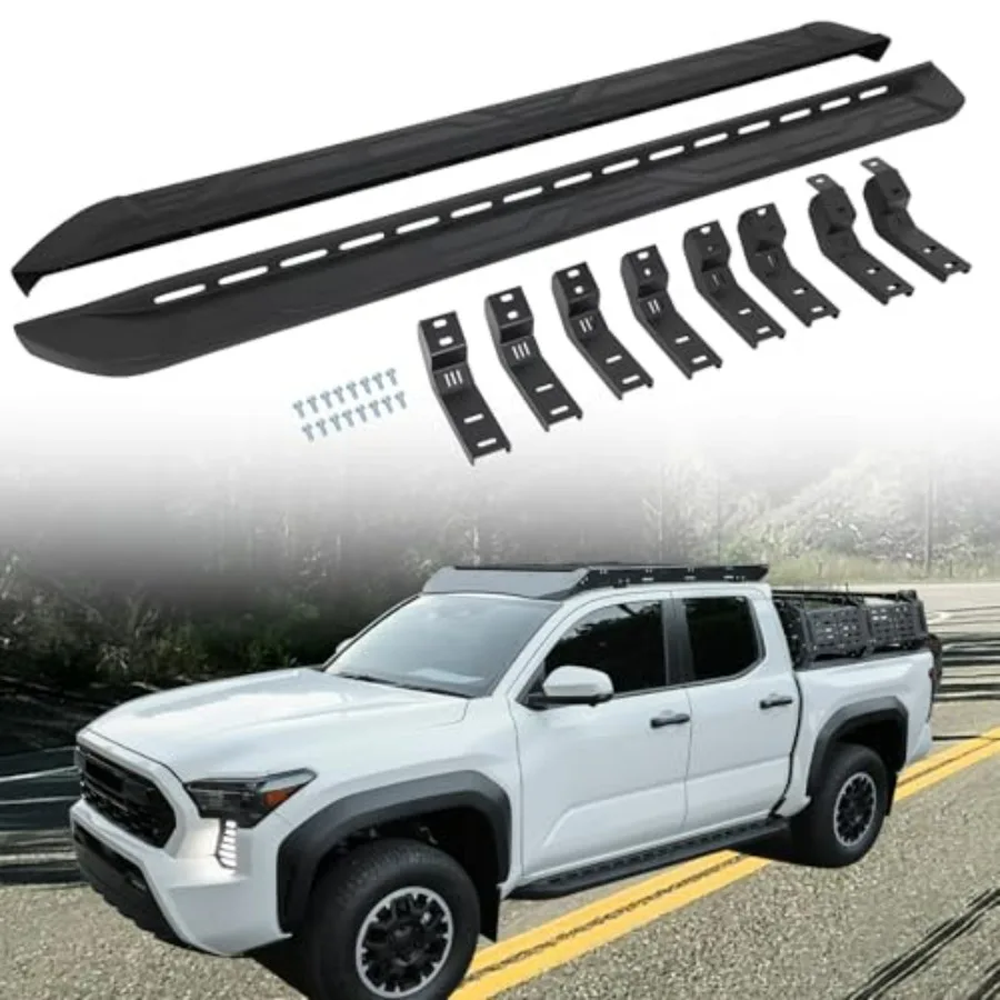

Подножки (пороги) для Toyota Tacoma Double Cab 4-го поколения 2024-2026 гг., алюминиевые, черные, прочные, аксессуары