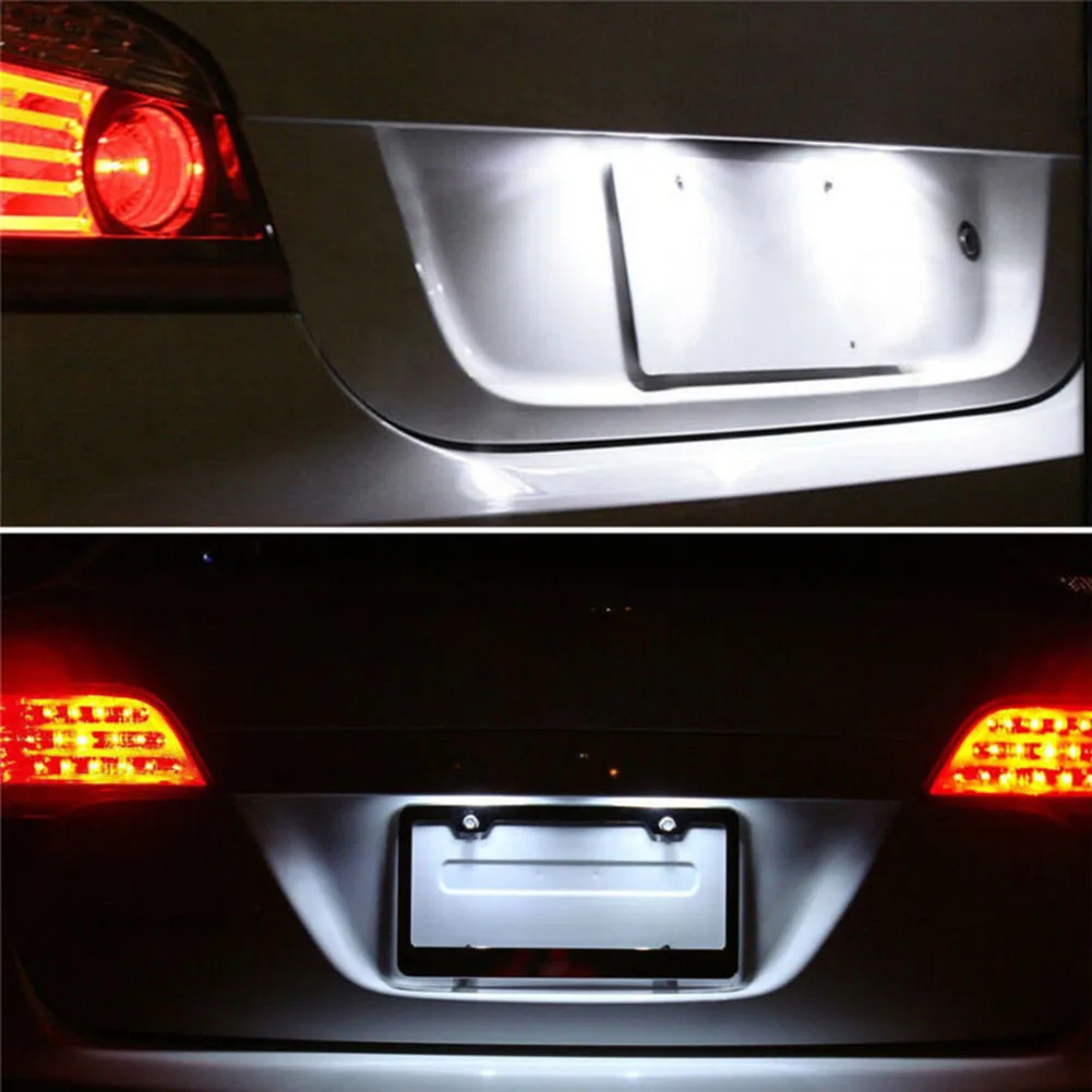 2pcs Car Lights 66*33*25MM Lamp License Plate Lights Truck Trailer Accessory 2 Lines Waterproof IP65 6 LED Bulb