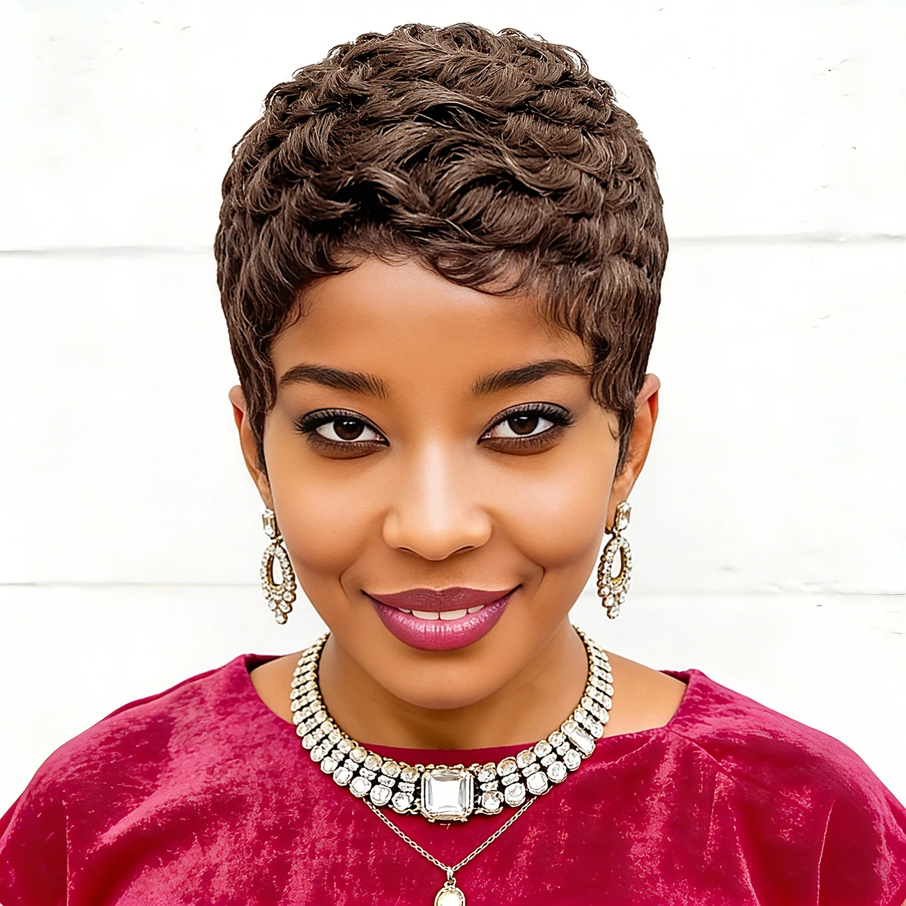 

Кудрявый парик из натуральных волос для женщин, коричневый, 30 см # Повседневная женская одежда 99J, полностью изготовленная на машине