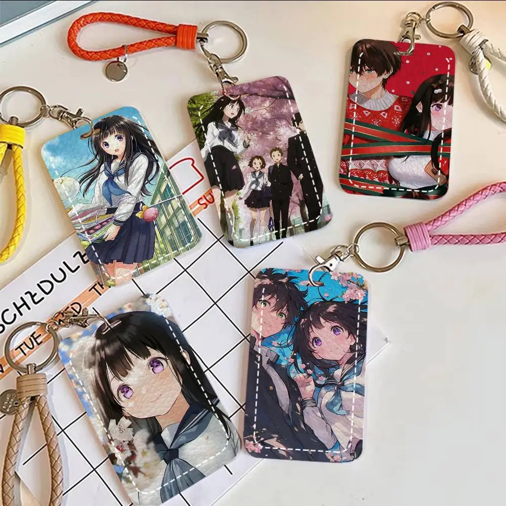 

Anime Hyouka Card Holde Applicable To Credit Cards Bus Card Soft Leather Rectangular Keychain Protective Cover