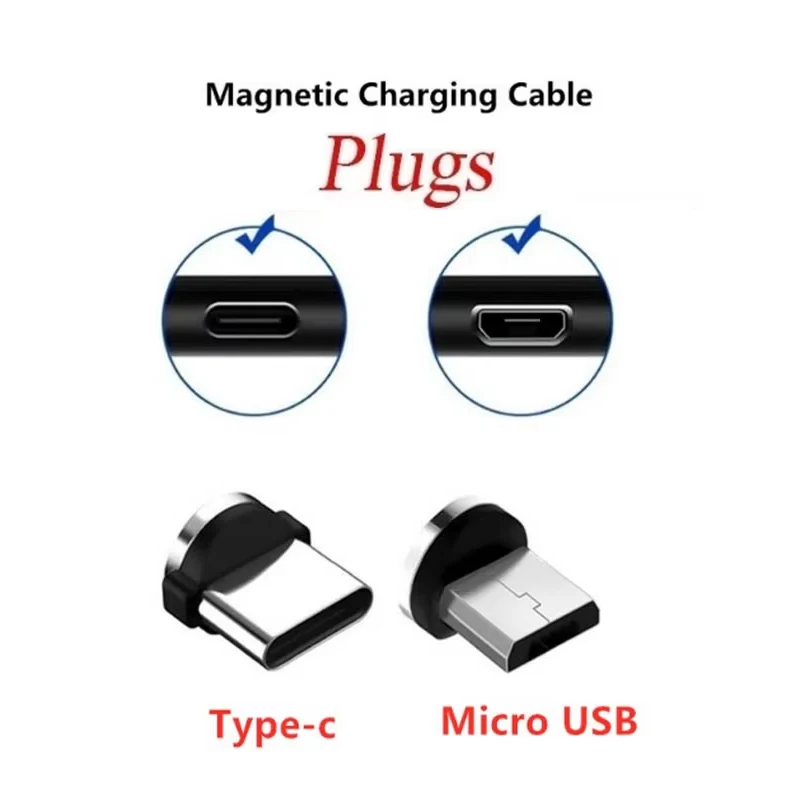 Magnetic Charging Cable Adapter Connector Tips Head for Type C Micro USB 3A Fast Charging 7pin Magnetic Tips Plug