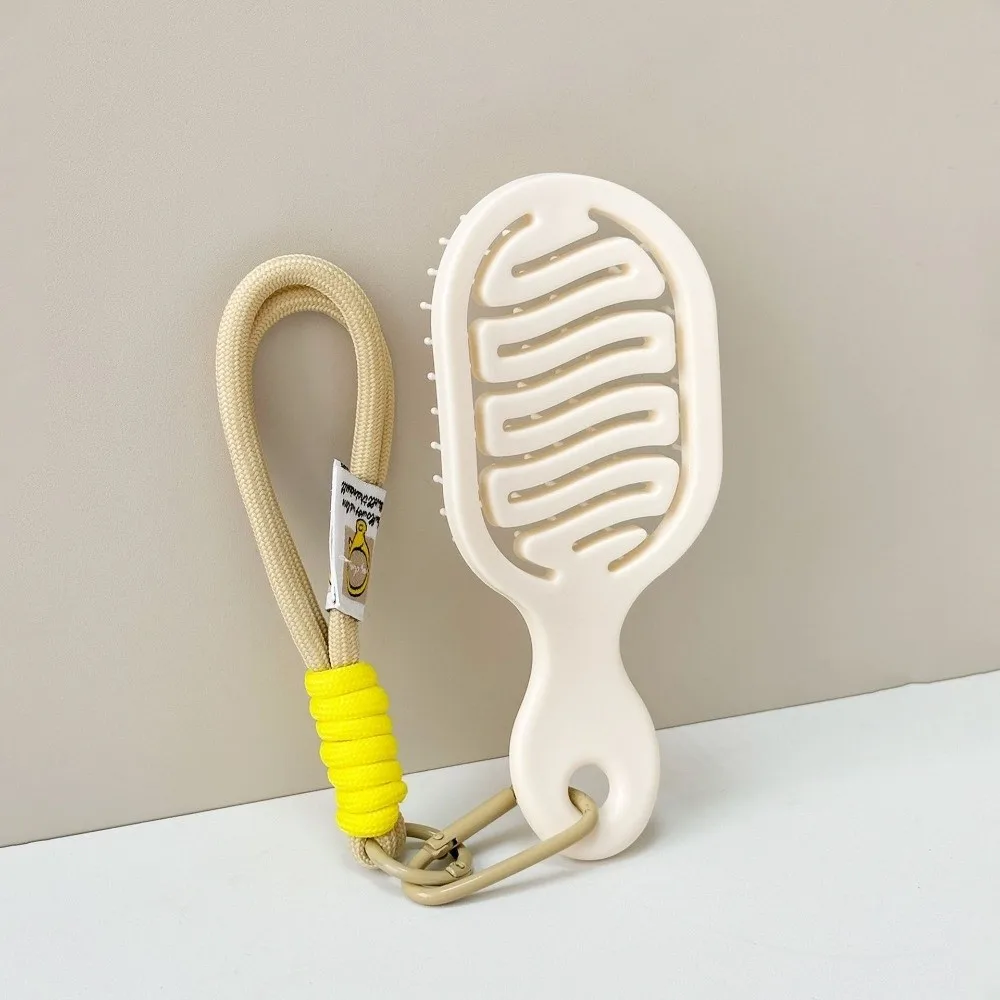 Portable Mini Travel Hair Comb Anti-Static Wet and Dry Use Pocket Hollow Hair Comb with Lanyard Nylon Bristles