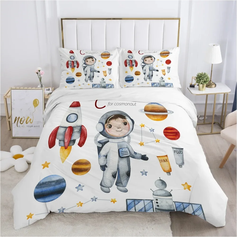 

Astronaut Children Bedding Set for Kids Baby Child King Queen Quilt Cartoon Duvet Cover Set Pillowcase Bed Linens Bedclothes