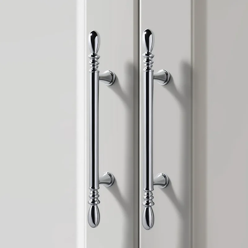 Chrome Plated Silver Cabinet Handle French Style Wardrobe Door Handle Circular Cabinet Door Handle Drawer Brass Solid Handle