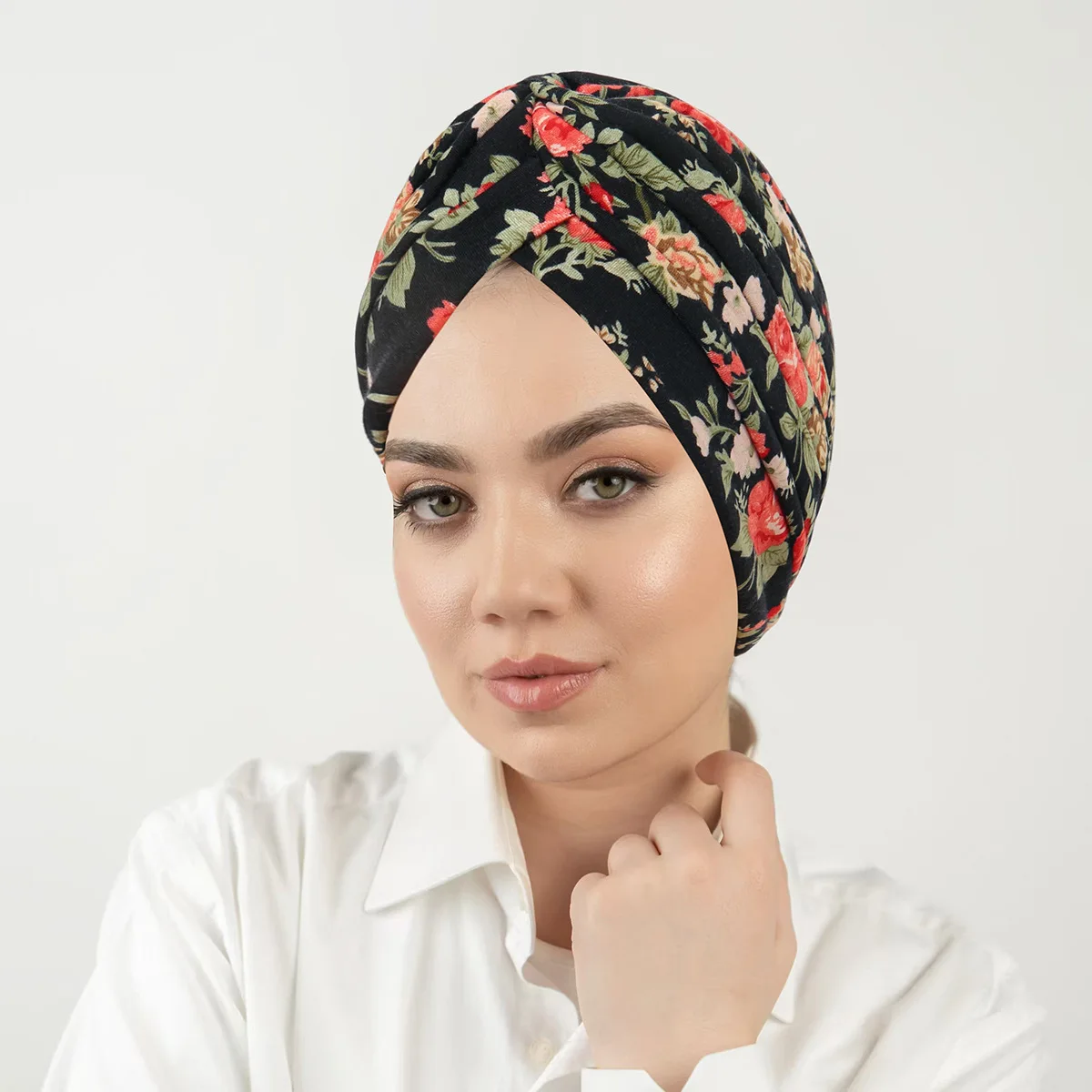 العصرية قبعة هندية الأزهار طباعة المرأة المسلمة الحجاب الكيماوي قبعة عمامة بونيه تمتد فام حك وشاح فقدان الشعر أغطية الرأس