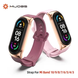 Per Mi Band 9 8 7 6 5 4 3 cinturino in pelle PU per Mi Band 8 cinturino in silicone per Mi band 7 braccialetto Xiaomi braccialetti in metallo