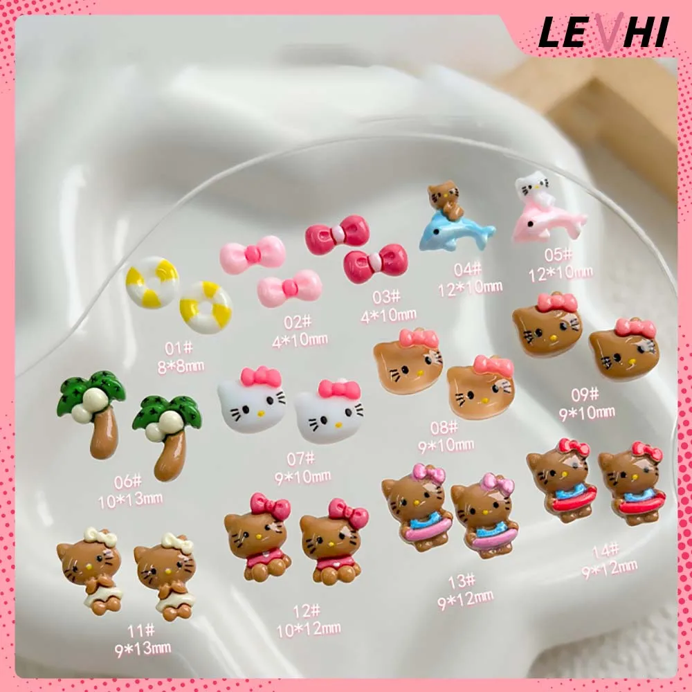 Kawaii 20PCS Hawaii Nail Art Accessories 3D Swimming Circle Pink Dolphin Design Cartoon DIY Nail Art Decoration Gift