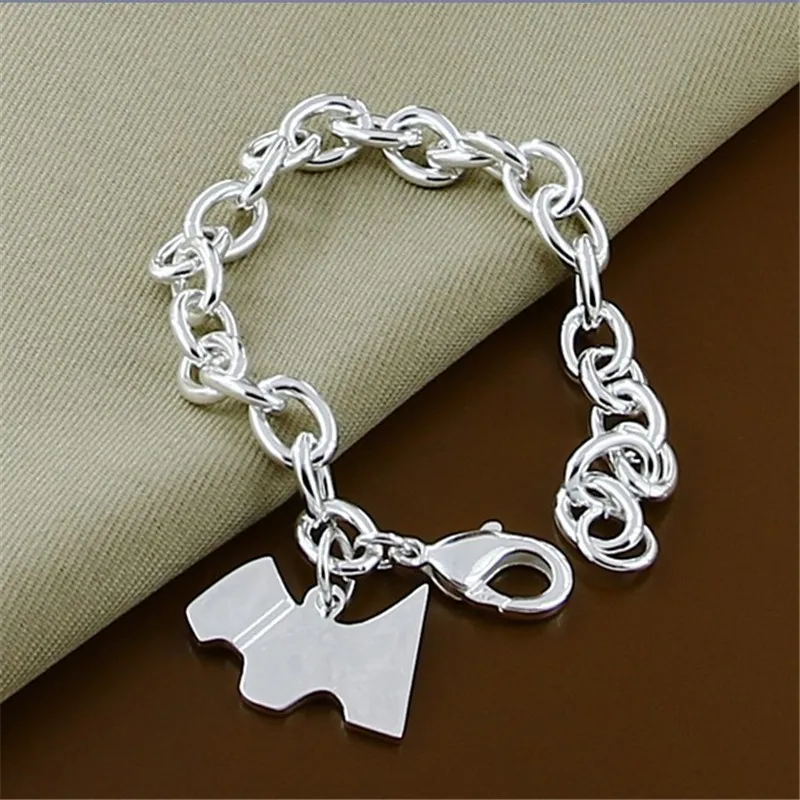 925 Sterling Silver Cute Dog Pendant Bracelet For Woman Charm Wedding Engagement Fashion Party Jewelry