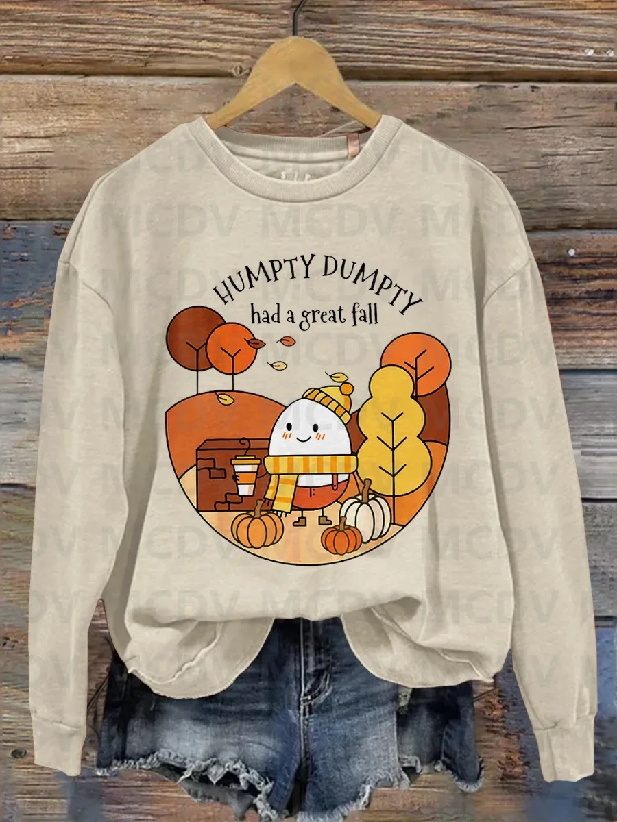 Humpty Dumpty Had A Great Fall Sweat-shirt décontracté imprimé en 3D pour femme, pull décontracté